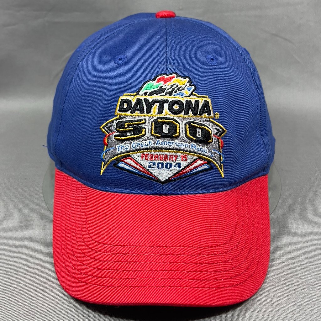 Vtg Daytona 500 Strap Back Hat Cap Twins Enterprise Blue Nascar Racing Mens